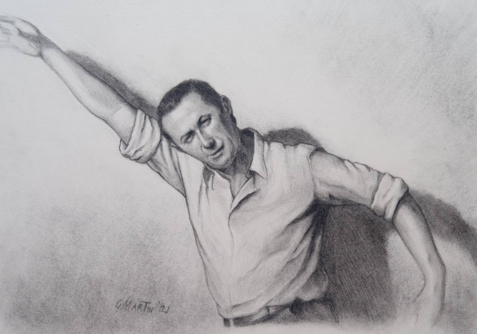 Dad dancing and being daft graphite portrait