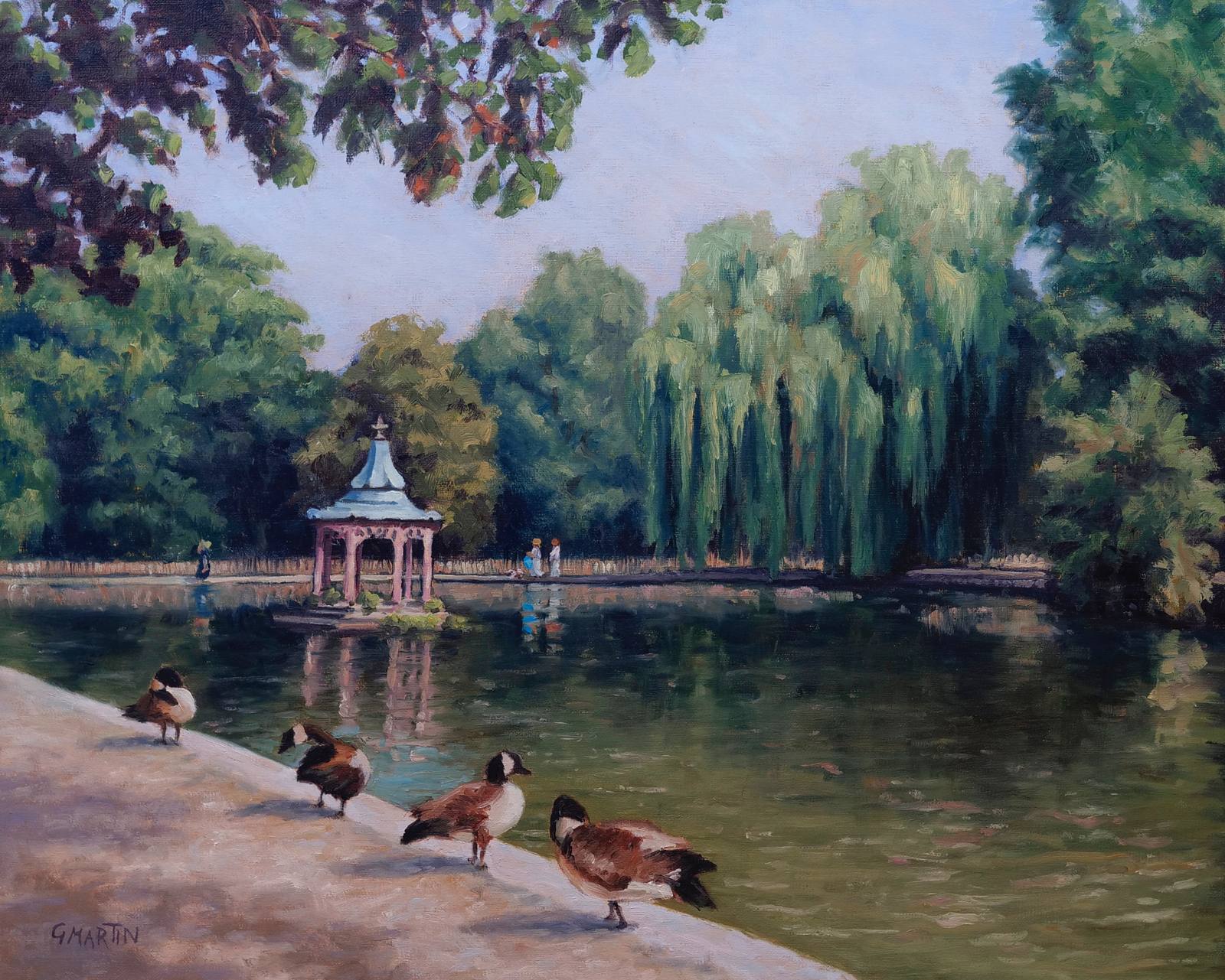 Oil painting of Osterley Park National Trust with Canadian Geese