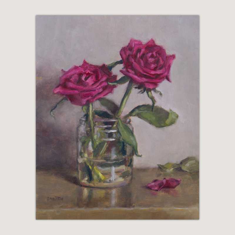 Two Pink Roses in a Jar painting